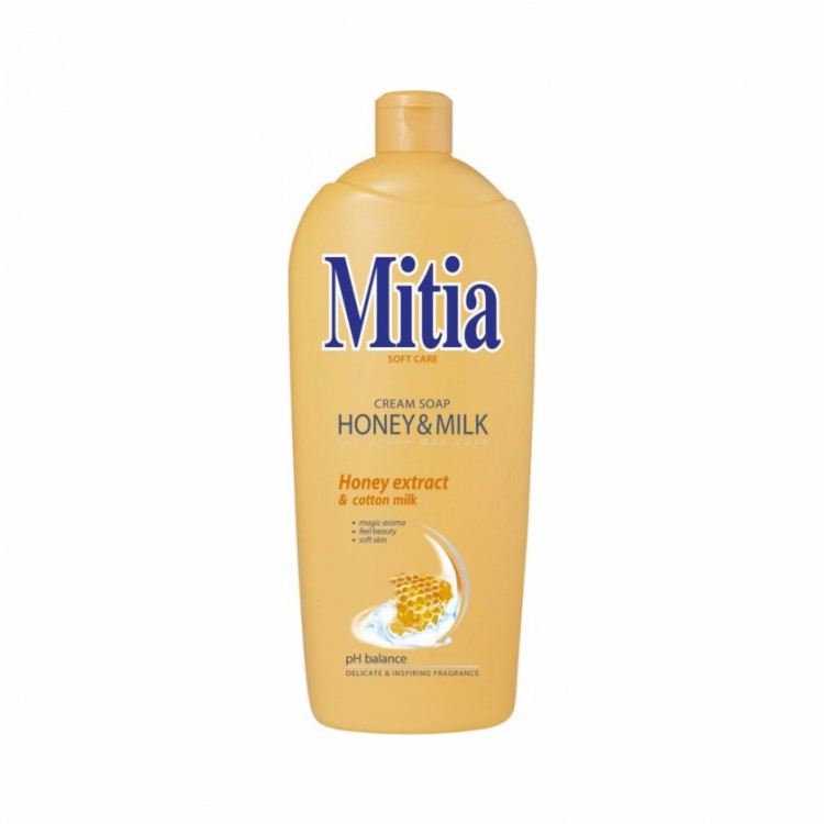 Mitia 1l tek. mýdlo Honey a Milk | Toaletní mycí prostředky - Tekutá mýdla - Bez dávkovače